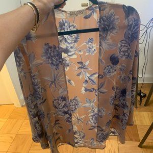 Pink Floral Open Blazer Long Sleeve